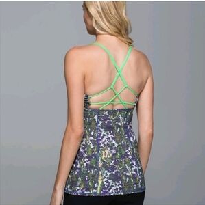 lululemon Dancing Warrior Tank Floral Sport White Multi/ Pistachio Size 2